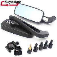 ✕ Black Retro Motorcycle Side Mirrors Aluminum Alloy Universal Cruiser Chopper Moto Rear View Mirror With Handle Bar Mount Clamp