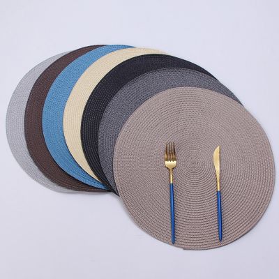 【CW】 Round Weave Placemat Table Mats Dining Napkin Non-Slip Resistant Coaster Cushion Decoration