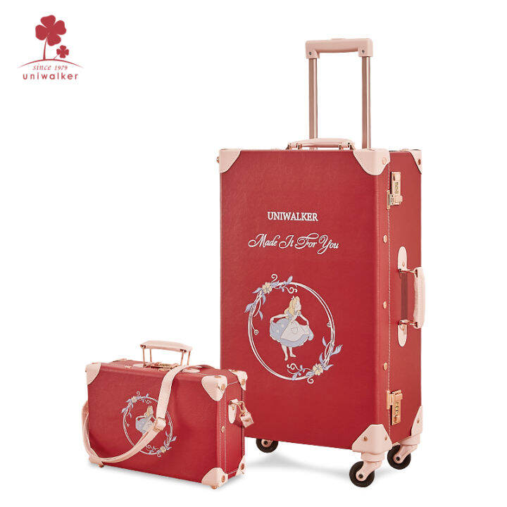 Uniwalker red suitcase wedding dowry suitcase retro luggage case