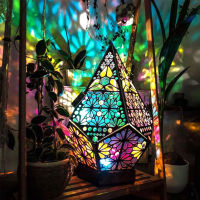 Galaxy Projection Lamp Colorful Sky Night Lamp Boho Decorative LED Light Geometric USB Table Lamps for Bedroom Home Background