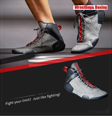 Men professional boxing wrestling fighting boots mesh breathable wearable supporting big boys training boxing shoes