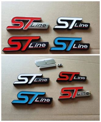 1X Metal STLine ST line Head Front Grille Rear Car Emblem Badge Chrome Sticker for FORD FIESTA FOCUS MONDEO Auto Car Styling