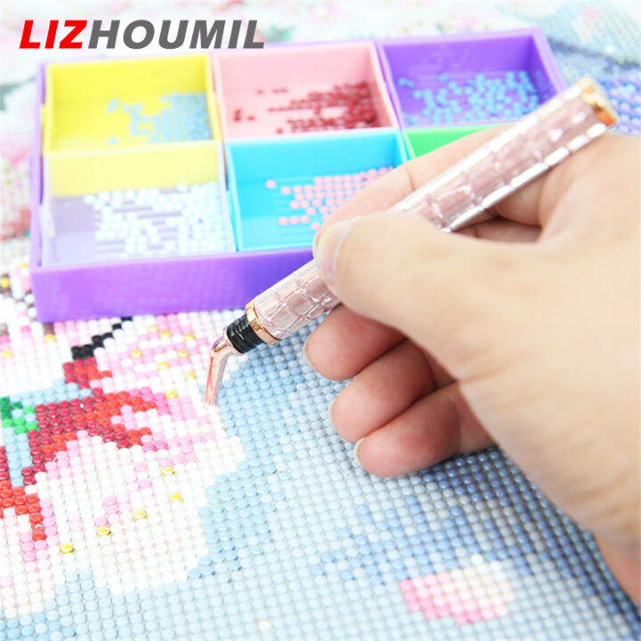 lizhoumil-ปากกาภาพวาดเพชรชุดกดสิวพร้อมกาวดินเหนียวระบายสี6ด้ามปากกาเจาะเพชรแบบศิลปะเจาะได้เร็วขึ้น