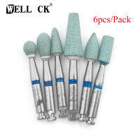 WELLCK 6pcs ทันตกรรมเซรามิกเพชรเครื่องบดขัดเงา RA 2.35 มม. หยาบขัดอย่างรวดเร็วบด