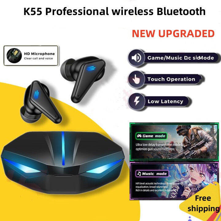 【local Seller】k55 Game Headphones Bluetooth G11 Wireless Gaming Earpods Bluetooth Original Bt 5 4575