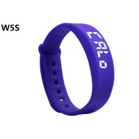 W5S สร้อยข้อมืออัจฉริยะแบบชาร์จไฟได้ 3D นับก้าว LED สร้อยข้อมือกีฬานาฬิกากันน้ำสายรัดข้อมือซิลิโคนป้องกันสิ่งแวดล้อม --~