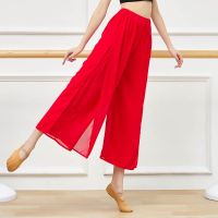 ☎✷❆ Clearance Chinese Style Double Layer Chiffon Slit Wide Leg Pants