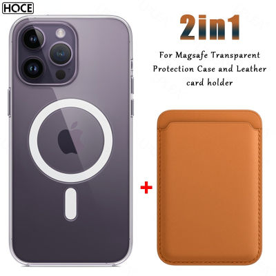 HOCE 2 In1 Magsafe กับผู้ถือบัตร Walle กรณีโทรศัพท์แม่เหล็กสำหรับ iPhone 14 13 12 11 Pro Max 14พลัส13 12มินิ X XR XS Max อุปกรณ์ชาร์จไร้สาย