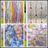 Window Privacy Film Non-Adhesive Static Cling Glass Film Decorative Stained Window Stickers Heat Blocker Heat Control for Home