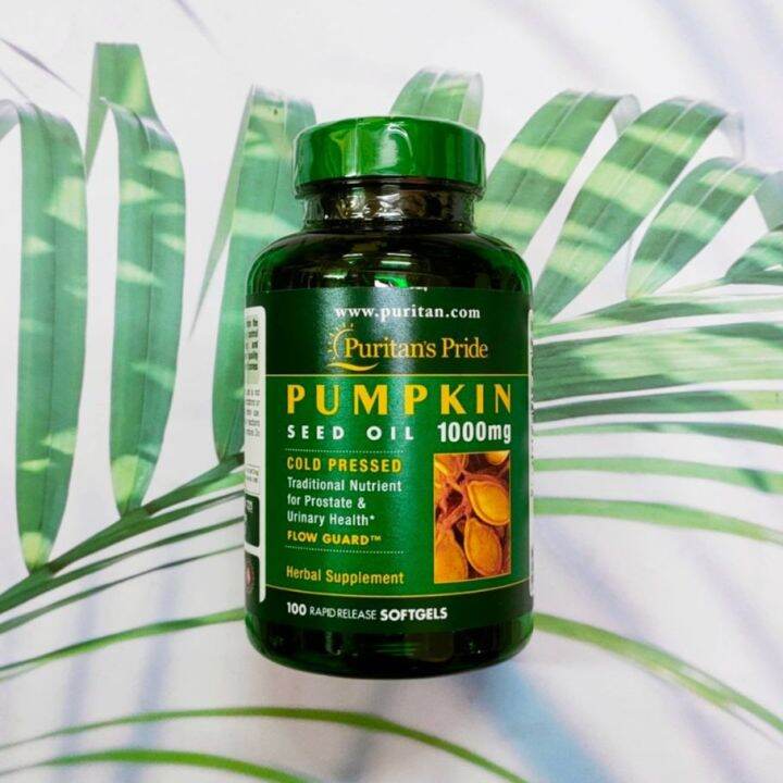 Pumpkin Seed Oil น้ำมันเมล็ดฟักทองสกัดเย็น 1000 mg 100 Softgels (Puritan's Pride®) Lazada.co.th