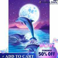 จัดส่งฟรี Dolphin Jump Cross Stitch 5D DIY ภาพวาดเพชรเจาะชุดเย็บปักถักร้อย [แนะนำซื้อ2ชิ้นขึ้นไป]