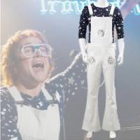 Rocketman ชุดชุดคอสเพลย์ผู้หญิงเอลตันจอห์นชุดจั๊มสูทสำหรับผู้ใหญ่ผู้ชายเสื้อฮาโลวีนกางเกงปั่นจักรยานเครื่องแต่งกายงานรื่นเริง