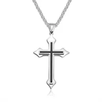 [BAC Simple Titanium Steel Jesus Cross Necklace for Men