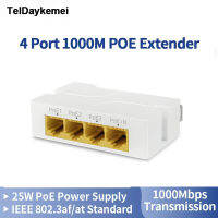 อุปกรณ์ทวนสัญญาณสวิตช์เครือข่ายกิกะบิต POE เอ็กเทนเดอร์4พอร์ต100/1000ม. IEEE802.3af/เสียบปลั๊ก &amp; เล่นสำหรับอุปกรณ์ส่งกระแสไฟฟ้ากล้องไอพีเอ็นวีอาร์ AP