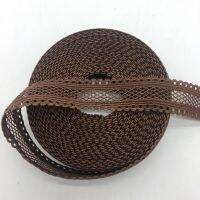 5Yards/lot 5/8" 15mm Coffee Bilateral Lace Grid Fold Over Elastic Spandex Lace Ribbon