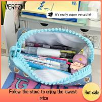 VERFZM SHOP ผ้าผ้าทอ กล่องใส่ดินสอ จุได้มาก อินส์ กล่องเครื่องเขียนแบบเรียบง่าย ใช้งานได้จริง พิมพ์ลายหมีน้อย กระเป๋าดินสอซิปขนาดใหญ่ สำหรับนักเรียน