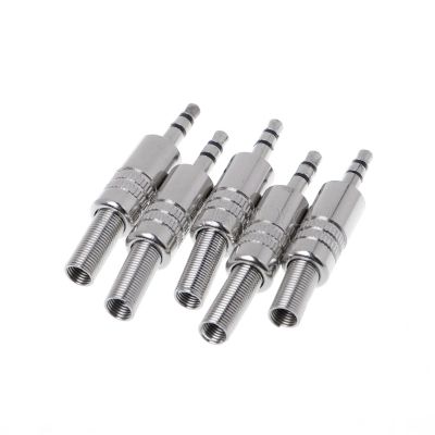✻☌ 3.5mm 5 pcs 3-Pole Stereo Metal Plug Connector 3.5 Plug Jack Adapter With Soldering Wire Terminals 3.5mm Stereo Plug Drop Ship