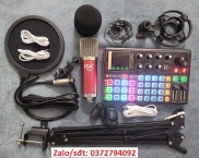 Combo bộ Sound card K300 mic thu âm AT850 chân đế màng lọc và tai nghe