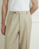 WARDROBE MINISTRY - กางเกงสแล็ค 968 Pleated Wool-Blend Trousers in Beige