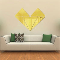 Geometric Love Heart Acrylic Mirror Wall Sticker For Kids Room Bedroom Wall Art Decals Stickers Mural Self-adhesive Dropshipping