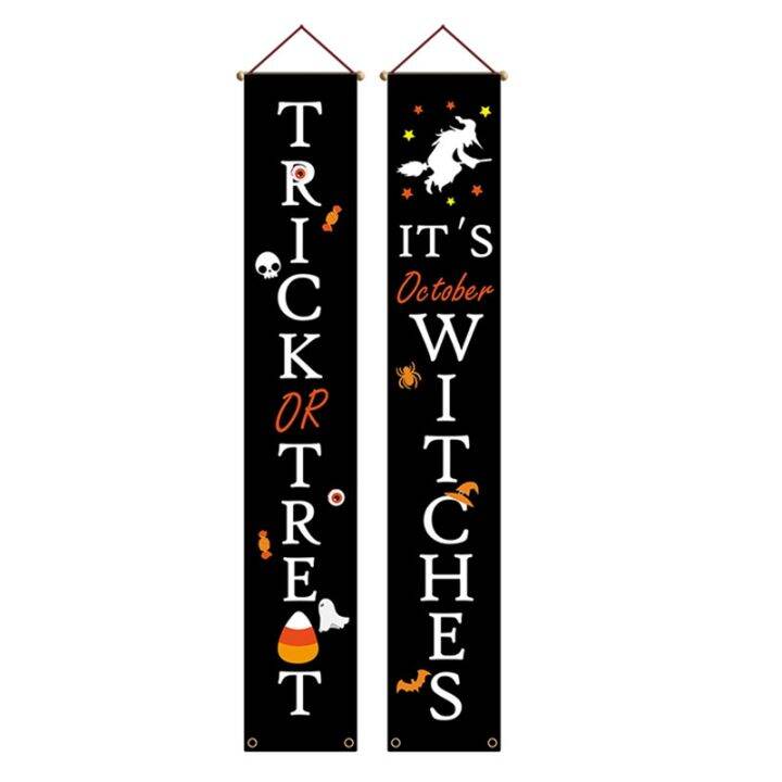 Halloween Decorations Porch Signs, Halloween Welcome Banner Hanging ...