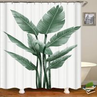 Palm Leaf Cloth Shower Curtain Home Decor Bathroom Curtain Tropical Plant Waterproof Shower Curtain