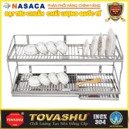 Kệ sóng chén 2 tầng TOVASHU bắt vít inox 304 nhiều kích thước có khay hứng