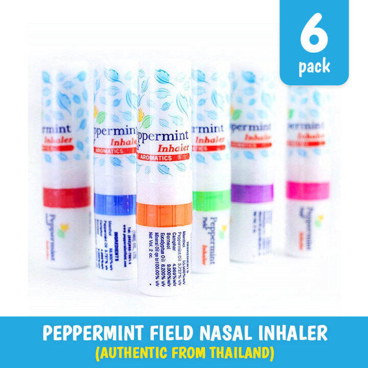 Peppermint Field Nasal Inhaler (6 Pack) 2in1 Quick, Natural Relief