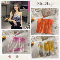 Mira.shop เสื้อสายเดี่ยวแขนไขว้มัดย้อม9586#