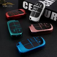 卐▣ Carbon Fiber TPU Car Smart Key Case Cover Shell Fob For Jeep Renegade Frand Cherokee Dodge Journey Charger Chrysler 200 300 300C