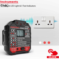 Instruments Habotest ขั้นสูง GFCI ไฟฟ้าซ็อกเก็ตทดสอบอัตโนมัติเป็นกลางสดสายดินการทดสอบวงจรตรวจจับขั้วปลั๊กผนัง B reaker Finder ไฟฟ้าการรั่วไหลของการทดสอบที่มีแรงดันไฟฟ้าแสงไฟจอแสดงผล LCD