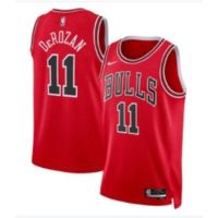 ยอดนิยม เสื้อกีฬาแขนสั้น ลายทีม nba jersey Chicago Bulls No. 2023 เสื้อกีฬาบาสเก็ตบอล DeROZAN 11 สีแดง