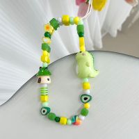 Cartoon Dinosaur Doll Phone Chain Women Green Mushroom Phone Case Charm Anti-lost Lanyard Mobile Strap Phone Jewelry Girl Gift