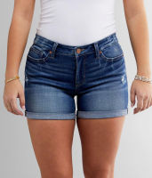 Womens Summer Cuffed Denim Shorts Mom Fit Stretch Mid Rise Jean Shorts