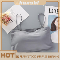 hanshi [2023 new HOT FASHION] lazlook เสื้อกล้ามผู้หญิงสีพื้นแขนกุดเข้ารูประบายอากาศไหมน้ำแข็งฤดูร้อน