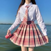 【CC】☎✱  Zoki Pink Skirt JK Preppy Pleated A Japan School Fashion Tie Bow