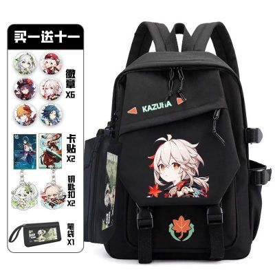 Genshin Impact With Pain Pack Badge Set Backpack Anime Bag Waterproof Teenagers Schoolbag Students Book Travel Bag For Girl Boys