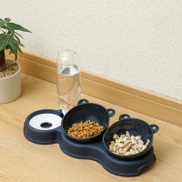 Bowl Plastic Dog Bowl Double Bowl Automatic Drinking Water Anti-tipping Food Bowl Universal Feeding and Drinking 2-in-1