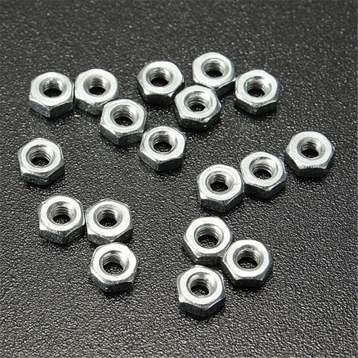 mtspace-100-pcs-set-standar-kacang-sekrup-m2-dia-2mm-hex-screw-nut-kacang-berkualitas-baik-galvanis-baja-karbon-2mm