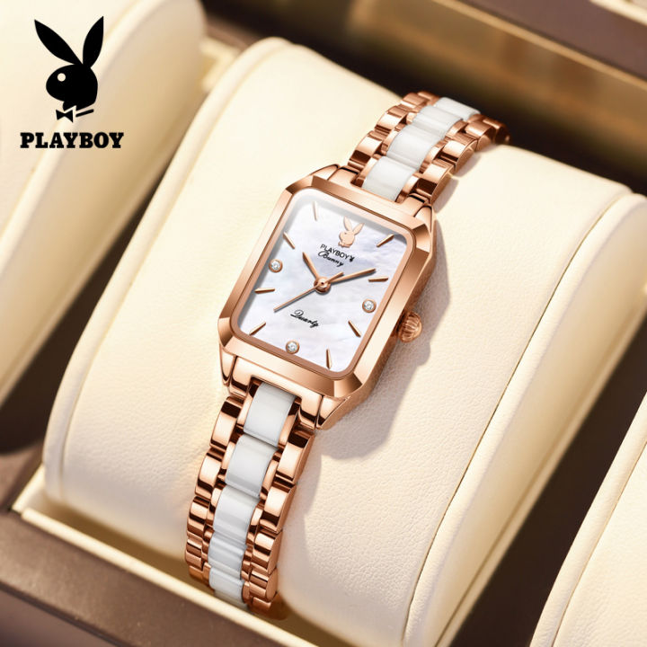 playboy-นาฬิกา-ผู้หญิง-กันน้ำของแท้-แฟชั่น-ของขวัญให้แฟน-สายนาฬิกาเซรามิค