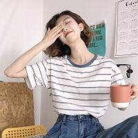 tshirt retro stripe loose short sleeve casual T-shirt