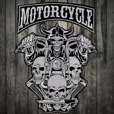 hot！【DT】✾  MOTORCYCLE Embroidered skull patch Applique Iron on Label punk biker Patches Stickers Apparel Accessories Badge