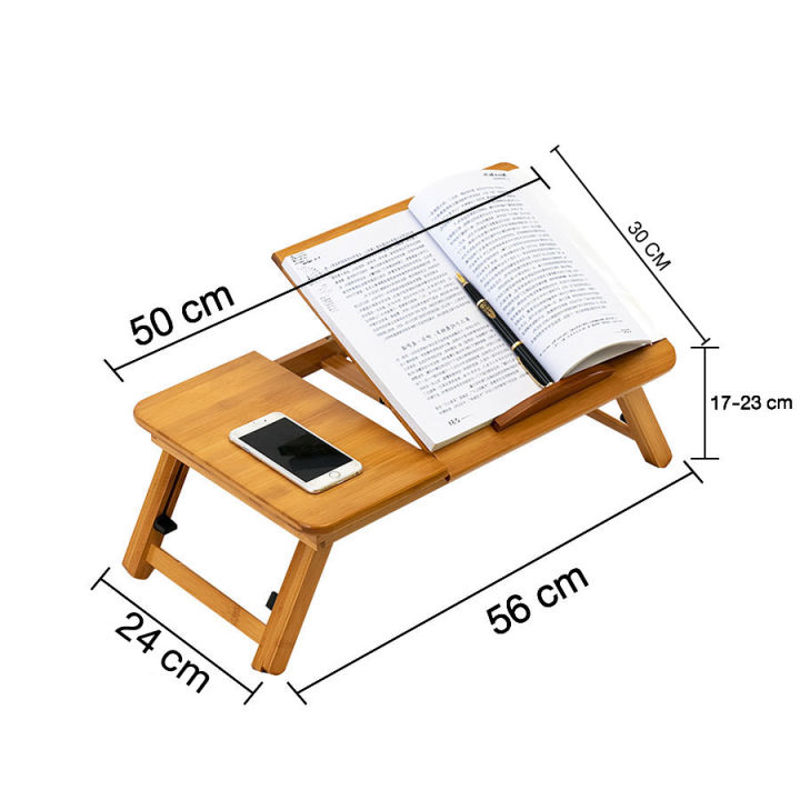 โต๊ะคอม-โต๊ะพับเก็บได้-โต๊ะวางโน๊ตบุ๊ค-ทำจากไม้ไผ่คุณภาพสูง-โต๊ะเขียนหนังสือ-adjustable-bamboo-computer-stand-laptop-desk-beautiez