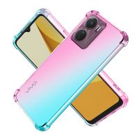 {Taoyitao เคส} Y16 Y35 Y75เคสสำหรับ Vivo Y77 X80 Lite X90 Pro ใสไล่ระดับสีน่ารักบางป้องกันรอยขีดข่วนฝาปิด TPU แบบยืดหยุ่น