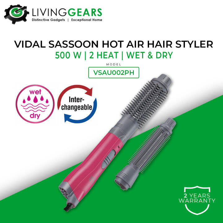 VS Vidal Sassoon 500W Hot Air Styler with 38mm & 25mm Round Hair Brush