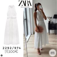 Zara ฤดูร้อนผู้หญิงใหม่กลวงเย็บปักถักร้อยบางแฟชั่นริมทะเลชายหาดสีทึบชุด