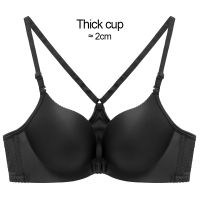 PAERLAN Lycra Wireless Front Button Female Bra Type Vest Design A Chip Glossy Seamless Push Up Underwear Adjusted-Straps