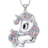 JDY6H Exquisite Creative Color Zircon Unicorn Love Necklace Lovely Animal Unicorn Jewelry Pendant Necklace for Women Anniversary Gi