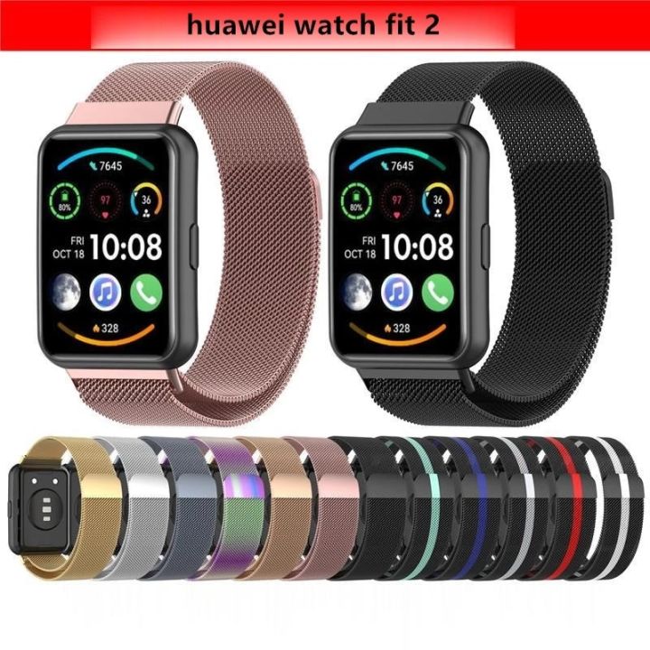 milan-magnetic-loop-strap-for-huawei-watch-fit-2-smart-wristband-replacement-bracelet-metal-with-screen-protector-case-drills-drivers