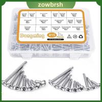 ZOWBRSH 415Pcs #6 #8 #10 สกรูเกลียวปล่อย สีดำสีดำ เหล็กไร้สนิม ชุดแยกสกรู ทนทานสำหรับงานหนัก สกรูโลหะแผ่น โลหะพลาสติก